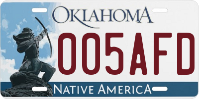 OK license plate 005AFD