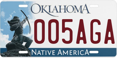 OK license plate 005AGA