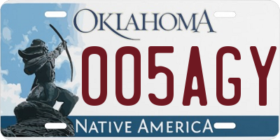 OK license plate 005AGY