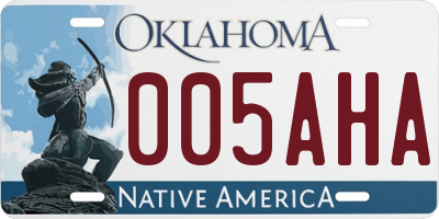 OK license plate 005AHA