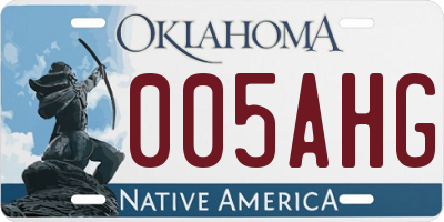 OK license plate 005AHG