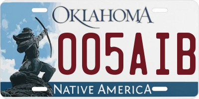 OK license plate 005AIB