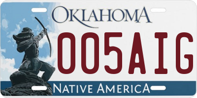 OK license plate 005AIG