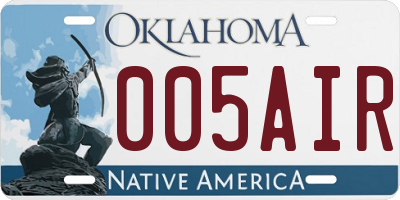 OK license plate 005AIR