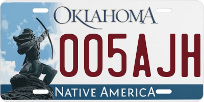 OK license plate 005AJH