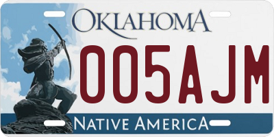 OK license plate 005AJM