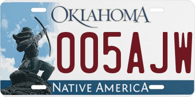 OK license plate 005AJW