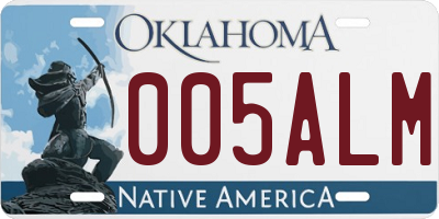 OK license plate 005ALM