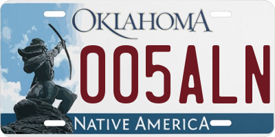OK license plate 005ALN