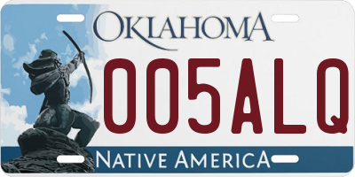 OK license plate 005ALQ