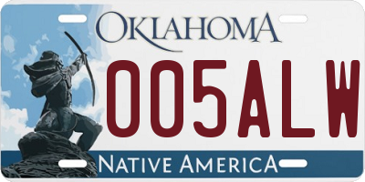OK license plate 005ALW
