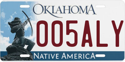 OK license plate 005ALY