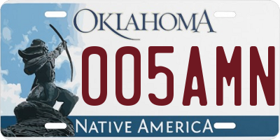 OK license plate 005AMN