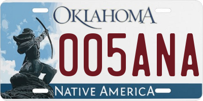 OK license plate 005ANA