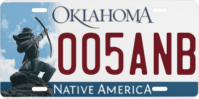 OK license plate 005ANB