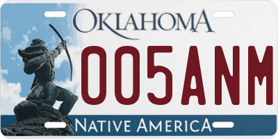 OK license plate 005ANM