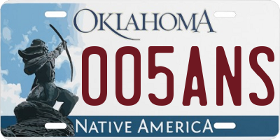 OK license plate 005ANS