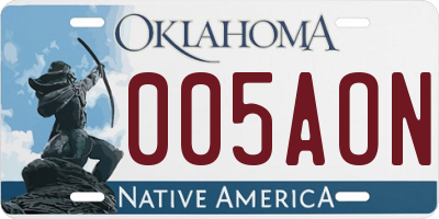 OK license plate 005AON