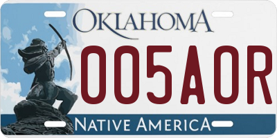 OK license plate 005AOR