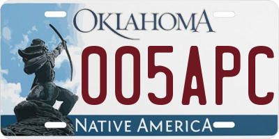 OK license plate 005APC