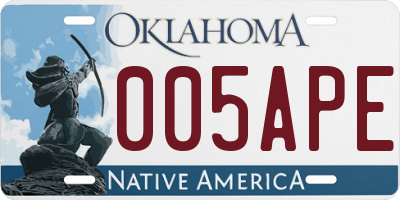 OK license plate 005APE