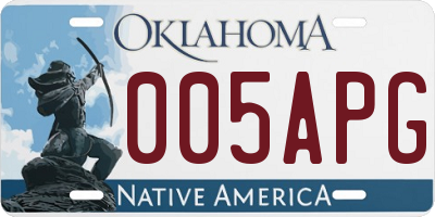 OK license plate 005APG