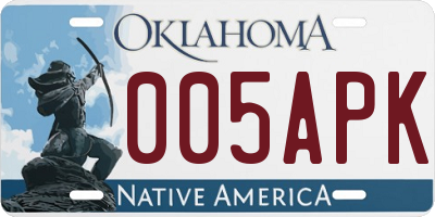 OK license plate 005APK