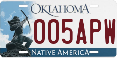 OK license plate 005APW
