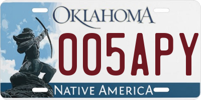 OK license plate 005APY