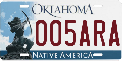 OK license plate 005ARA