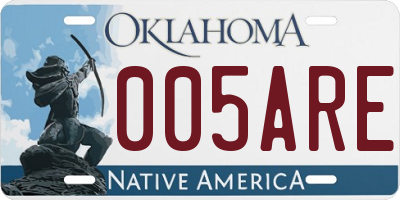 OK license plate 005ARE