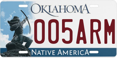 OK license plate 005ARM