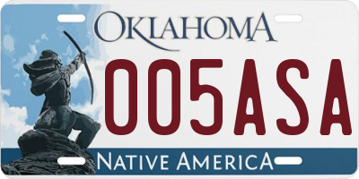 OK license plate 005ASA