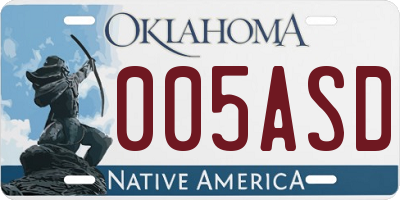 OK license plate 005ASD