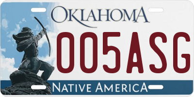 OK license plate 005ASG