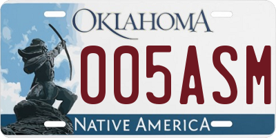 OK license plate 005ASM