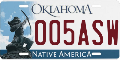 OK license plate 005ASW