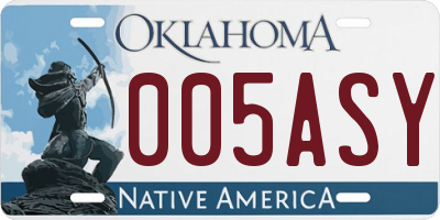 OK license plate 005ASY