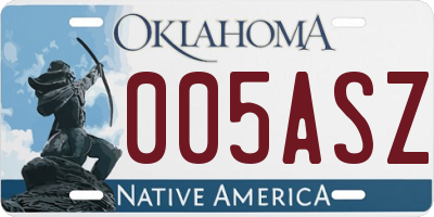 OK license plate 005ASZ