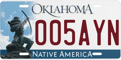 OK license plate 005AYN
