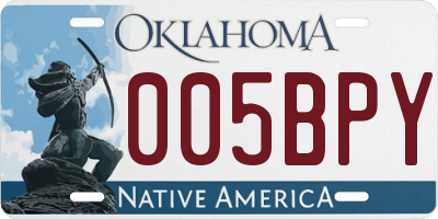 OK license plate 005BPY