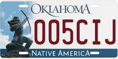 OK license plate 005CIJ