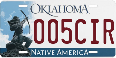 OK license plate 005CIR