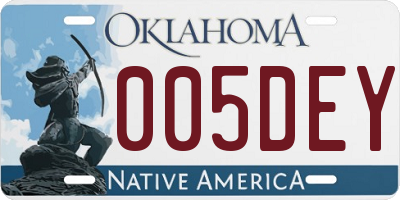 OK license plate 005DEY