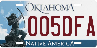 OK license plate 005DFA