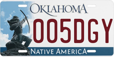 OK license plate 005DGY