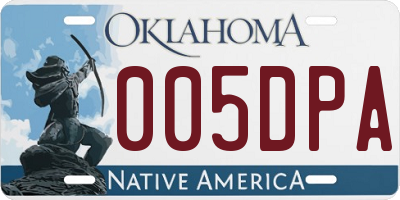 OK license plate 005DPA