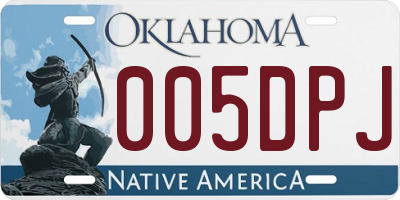 OK license plate 005DPJ