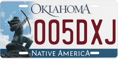 OK license plate 005DXJ
