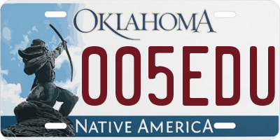 OK license plate 005EDU